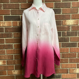 Soft Surroundings Ombré‎ Dip Dye Pink Linen Tunic Size Small